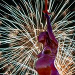 Damien Hurst's 'Verity' statue at Ilfracombe Harbour